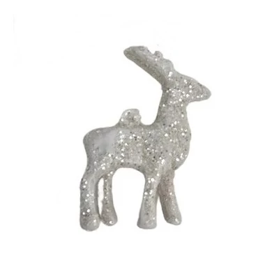 Mmini műanyag szarvas figura, fehér glitteres