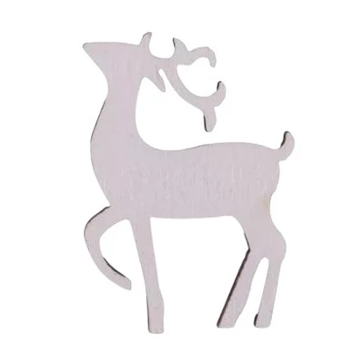 Fa dekor - Fehér mini rénszarvas, felfele néző