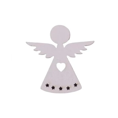 Fa dekor - Fehér angyalka, szív kivágással