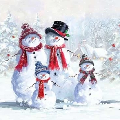 Koktél szalvéta - Hóember család