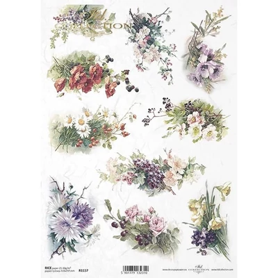 Rizspapír A4 - Virág csokrok