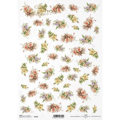 Rizspapír A4 - Apró virágok