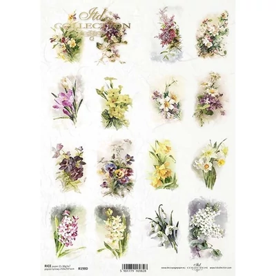 Rizspapír A4 - Virág csokrok