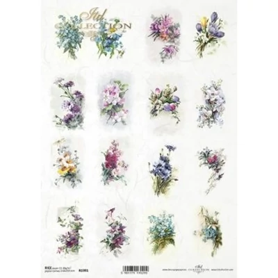 Rizspapír A4 - Virág csokrok