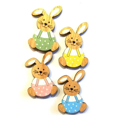 Pöttyös kertésznacis nyuszi fafigura, 1 db