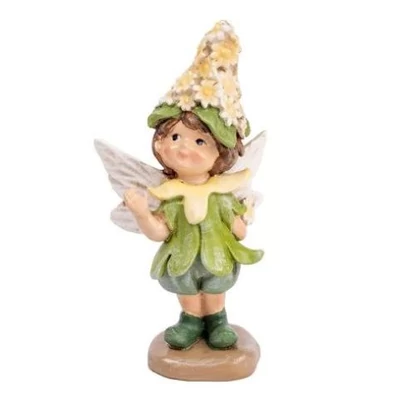 Bájos virágtündérke sárga virágsapiban, álló