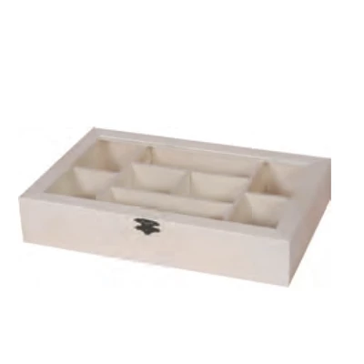 8 rekeszes fa tárolódoboz üvegtetővel 8 rekeszes fa tárolódoboz üvegtetővel