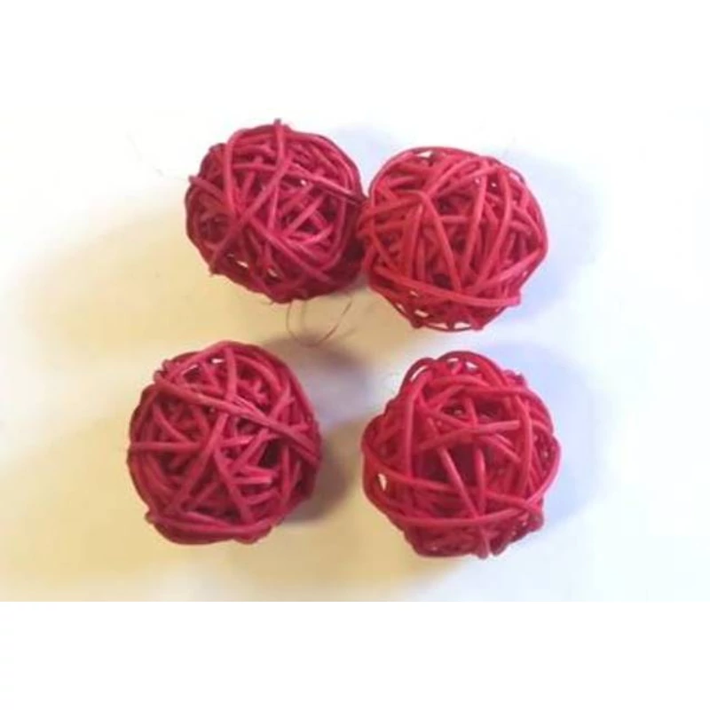 Rattan golyócska 3cm, 4db/csomag -  piros
