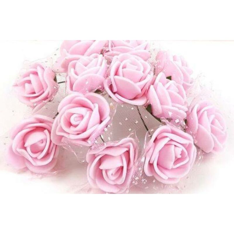 Mini polyfoam rózsa - rózsaszín