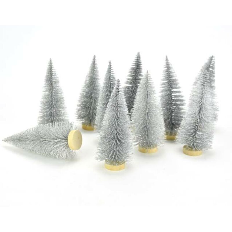 Fenyőfa ezüst glitteres 12cm