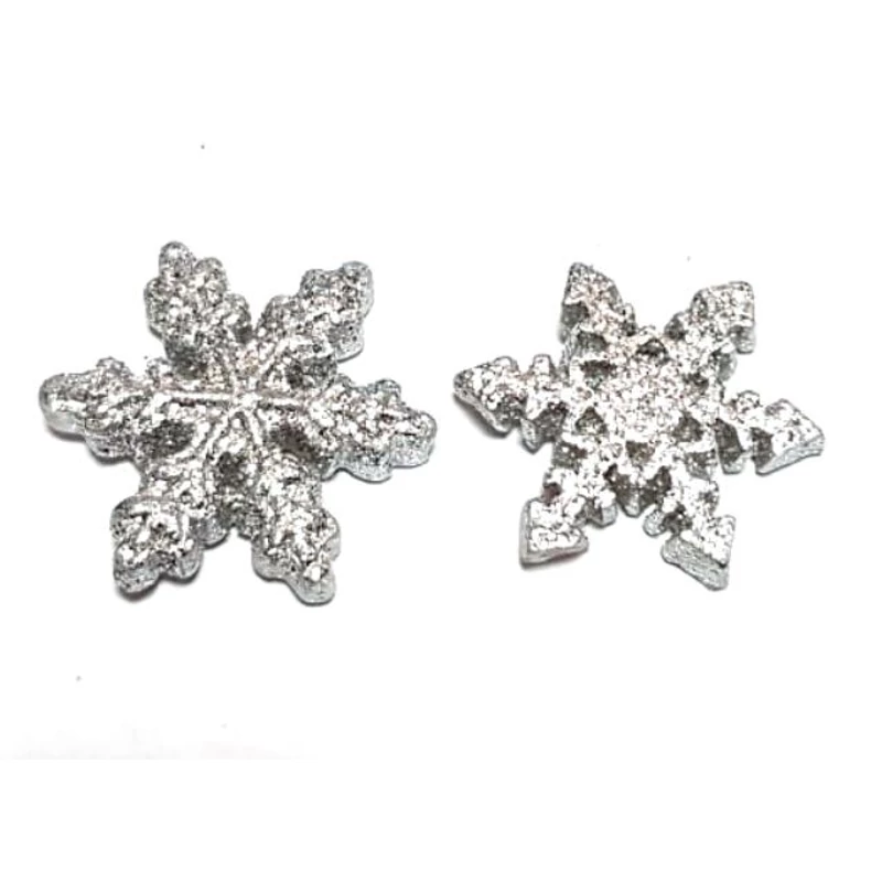 Hópehely ezüst glitteres, 2db