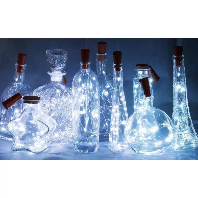 LED fényfüzér dugóval (üvegpalackhoz) - választható fény