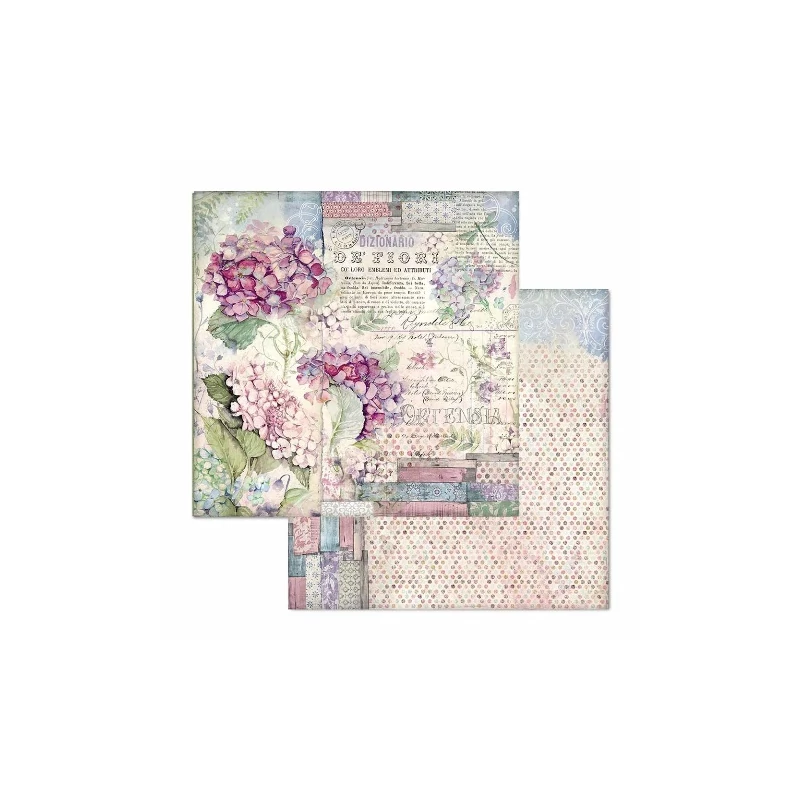 Scrapbook papírtömb 30x30 cm - "Hortenzia" - 10féle/cs
