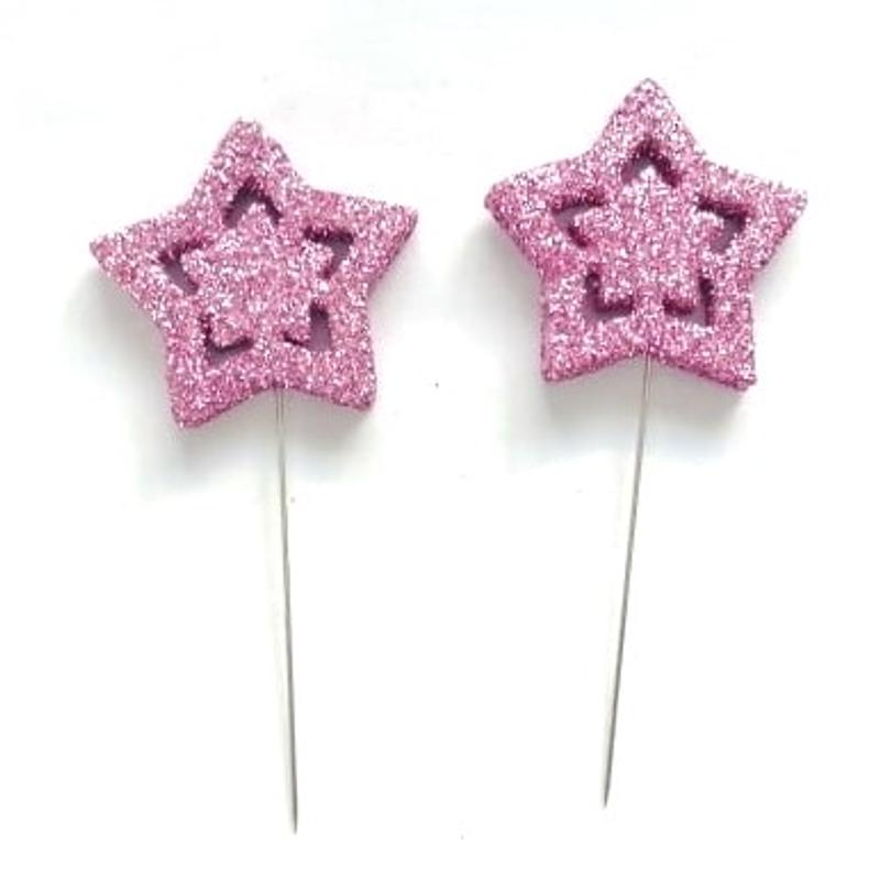 Glitteres csillag betűző,2db - pink