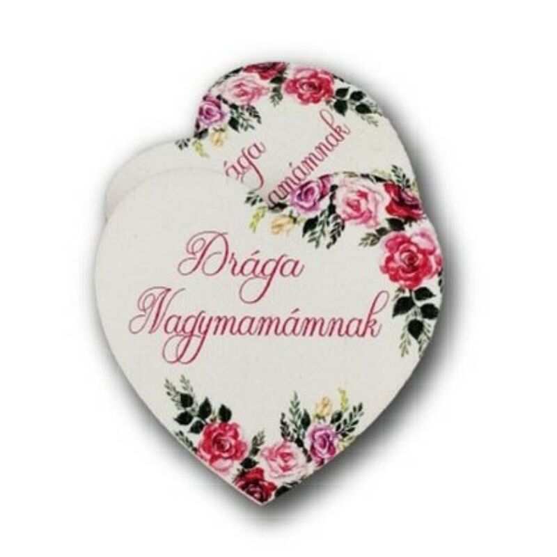 "Drága Nagymamámnak"virágos szív alakú táblácska, 1db
