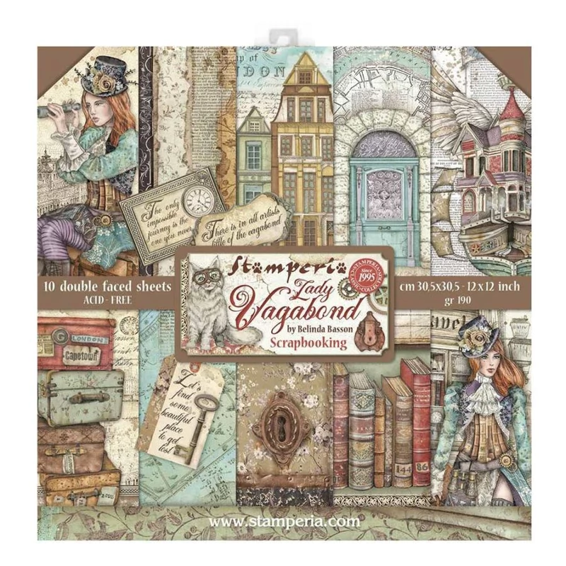 Scrapbook papír 30x30 cm -  "Lady Vagabond " 10féle/cs