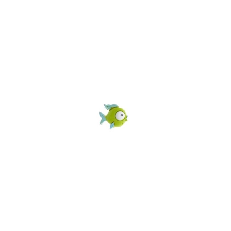 Nagyszemű zöld halacska, öntapis poly - 2cm