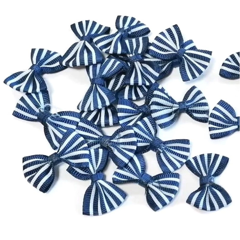 Matrózkék textil masni 3,5cm - 1 db