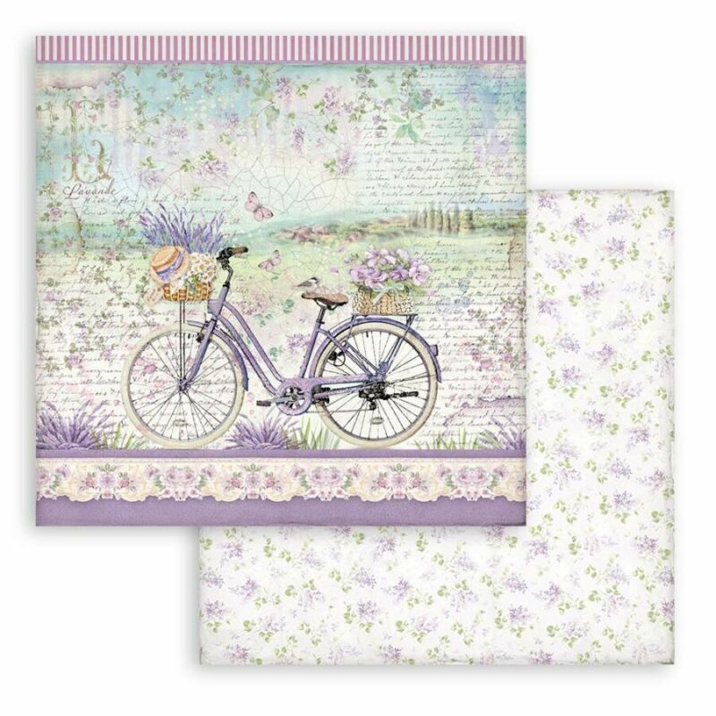 Scrapbook papír kétoldalas - Provence bicikli