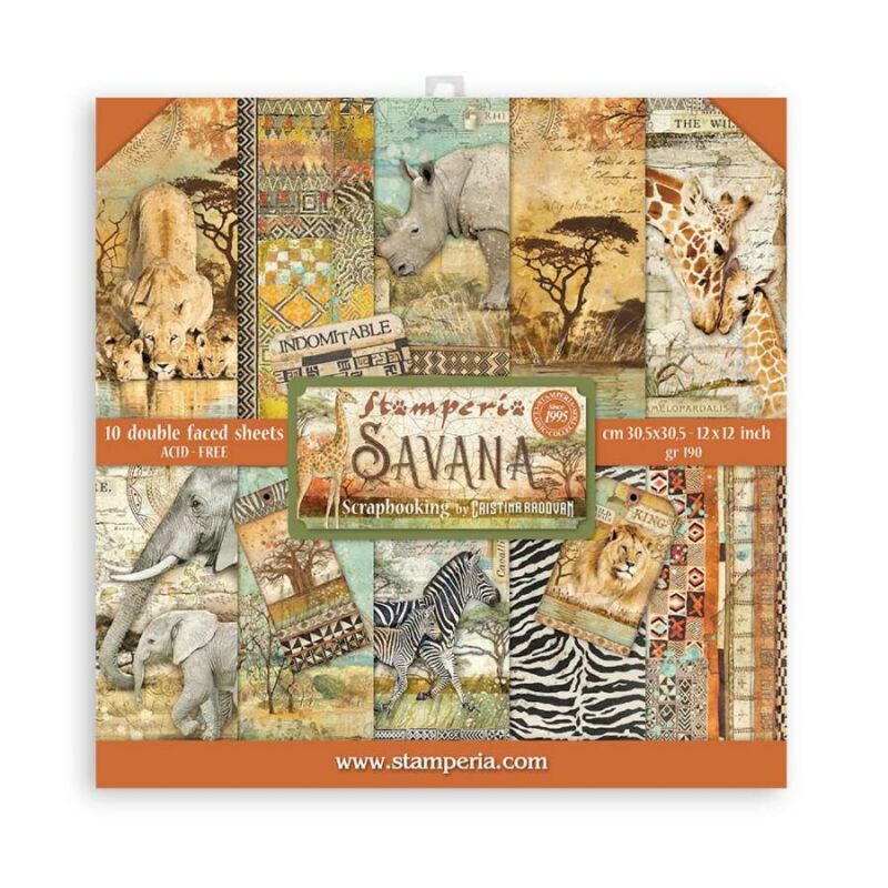 Scrapbook papír 30x30 cm -  "Savana" 10féle/cs
