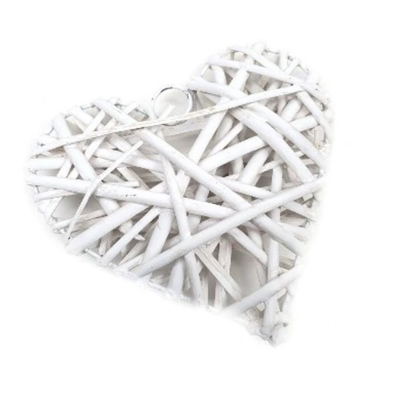 Rattan szív alap 30 cm, fehér