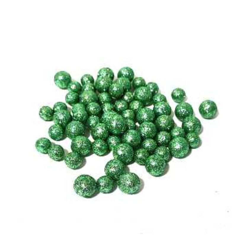 Csillámos hungarocell golyók zöld, 10mm