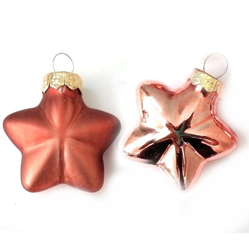Üveg csillag szett, 4cm - Bronz