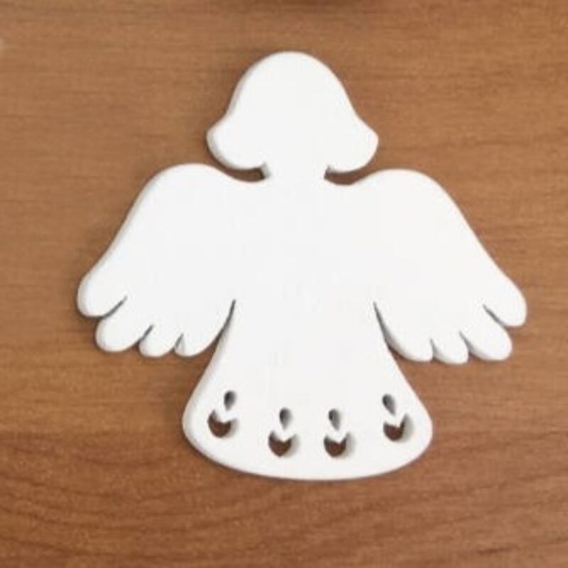 Fafigura - Angyal nagy szoknyás, 5cm fehér