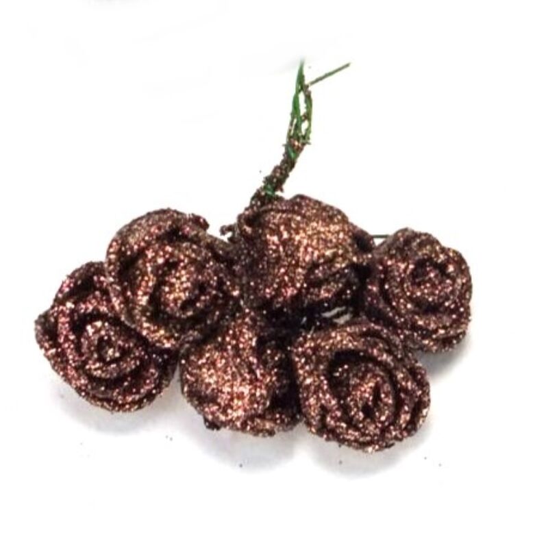 Mini rózsafej betűző, csillámos barna
