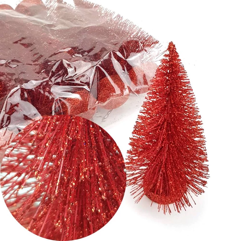 Fenyőfa glitteres piros 15cm - 1db