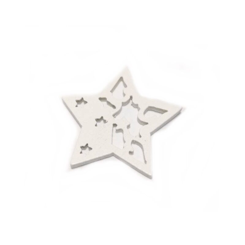 Fa dekor - Áttört csillag, fehér 3cm