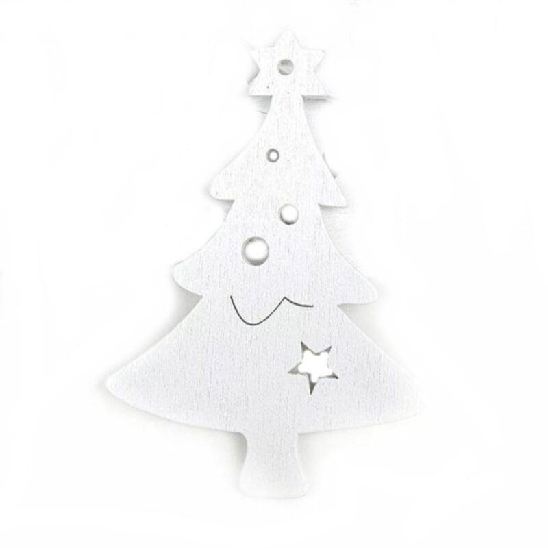 Fa dekor - Csillagos- karácsonyfa, fehér