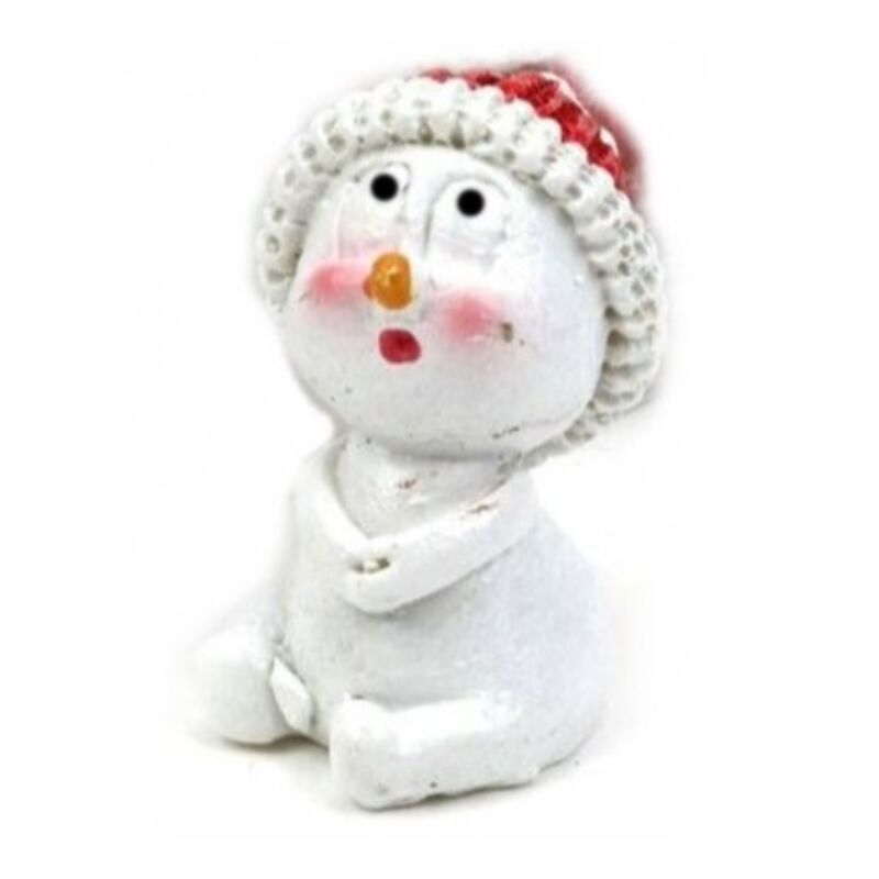Csodálkozó cuki hóemberke figura