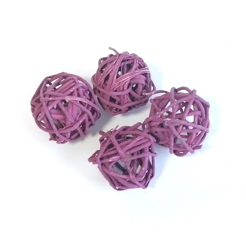 Rattan golyócska 3cm, 4db/csomag -  lila