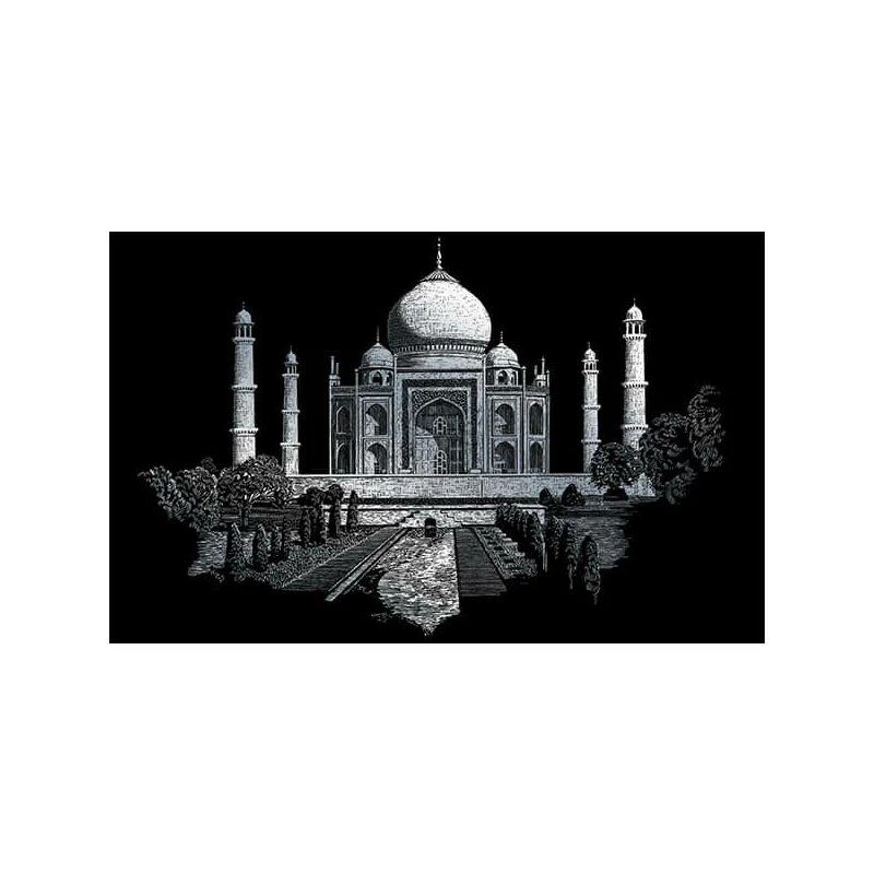 Képkarcoló készlet karctűvel - 29x39 cm - Ezüst - Taj Mahal