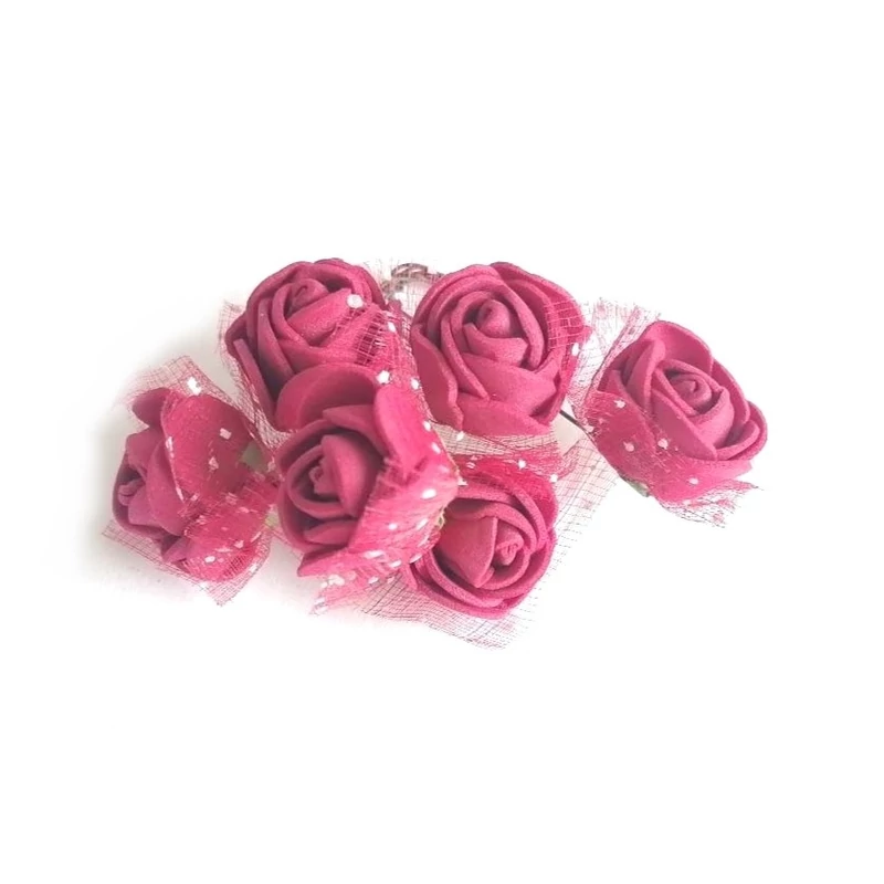 Mini polyfoam rózsa tüllös - pink