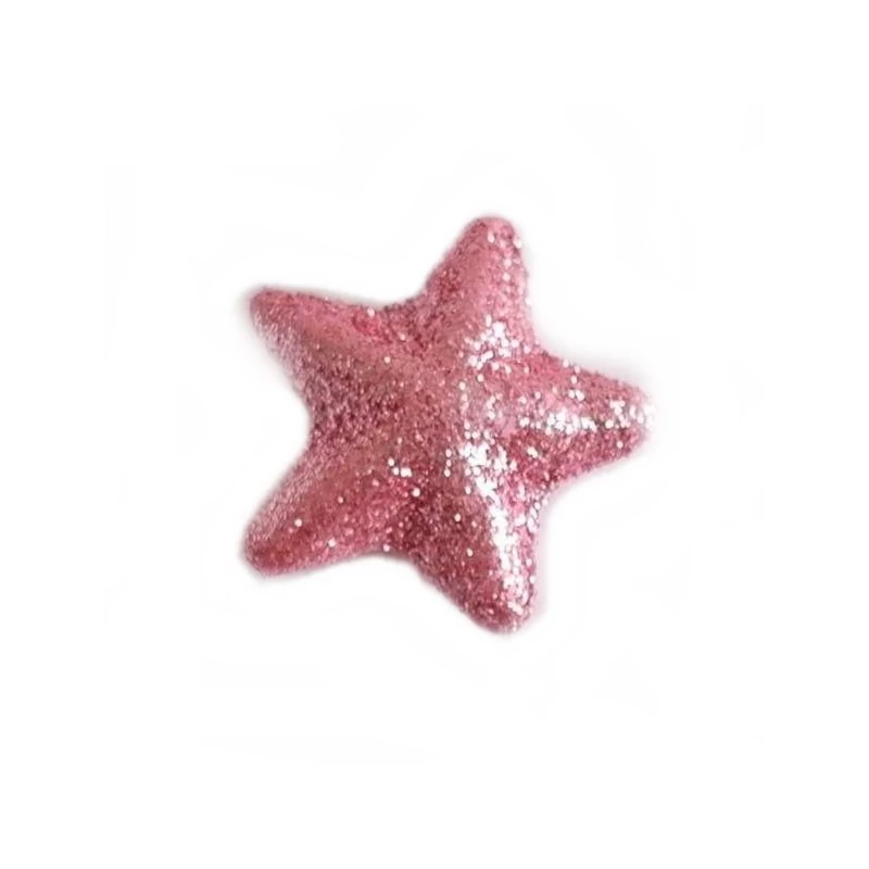 Glitteres csillag, 3,5cm - Sötétrózsaszín