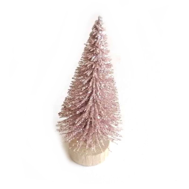 Fenyőfa glitteres vintage rózsaszín 6 cm