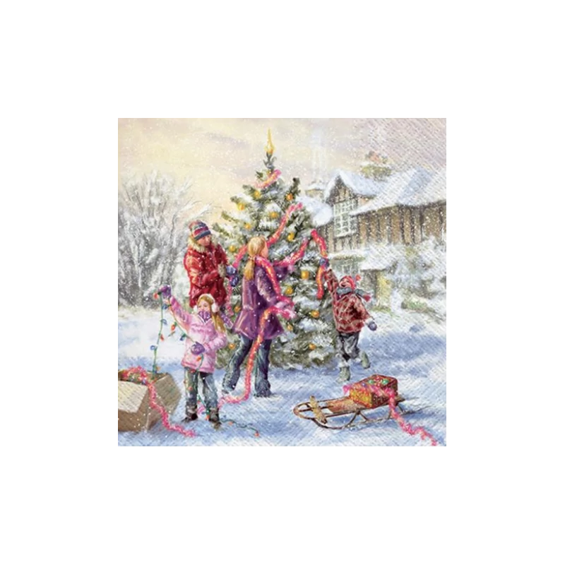 Szalvéta - Családi karácsonyfa díszítés