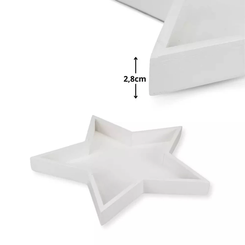 Fa csillag tál fehér, 31cm