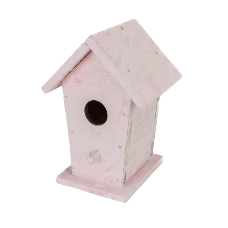 Színes fa madáretető, 10cm - rózsaszín