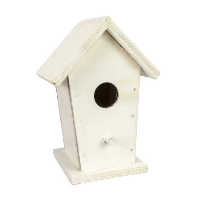 Színes fa madáretető, 10cm - fehér