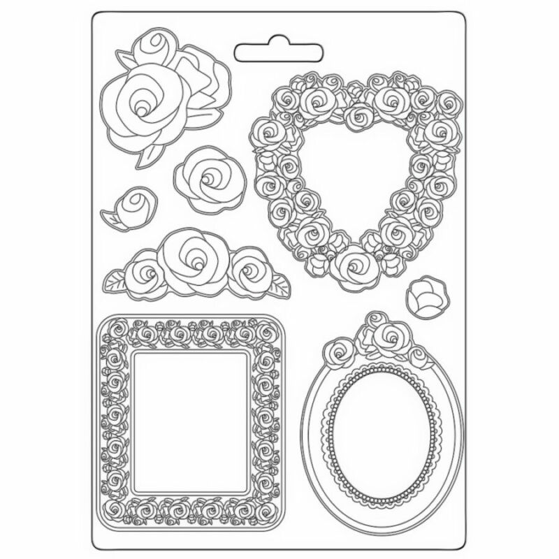 Lágy PVC öntőforma, A4 - Rose Parfum frames and roses