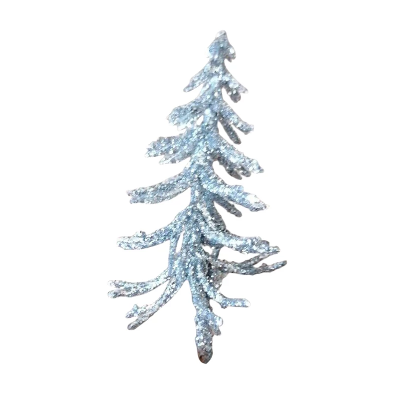 Fenyőfa talp nélkül, 9cm - glitteres ezüst