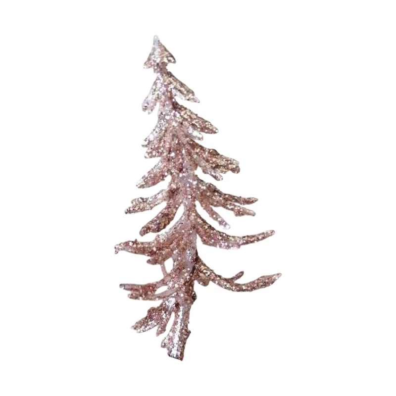 Fenyőfa talp nélkül, 9cm - glitteres rosegold