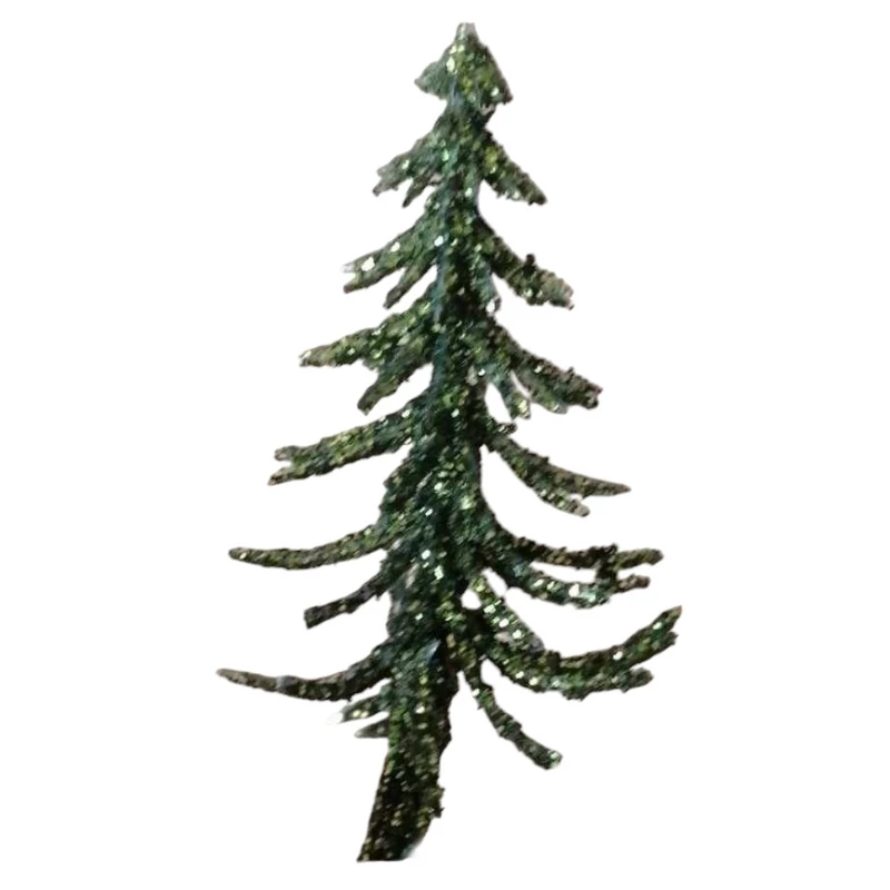 Fenyőfa talp nélkül, 9cm - glitteres zöld