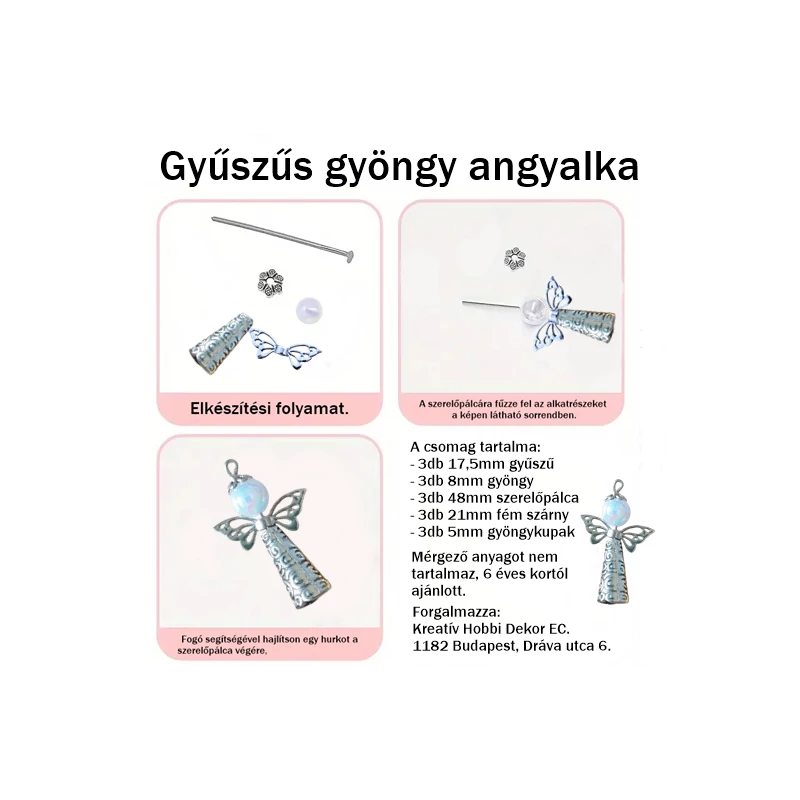 Készítsd magad egységcsomag - Gyűszűszoknyás gyöngy angyalkák