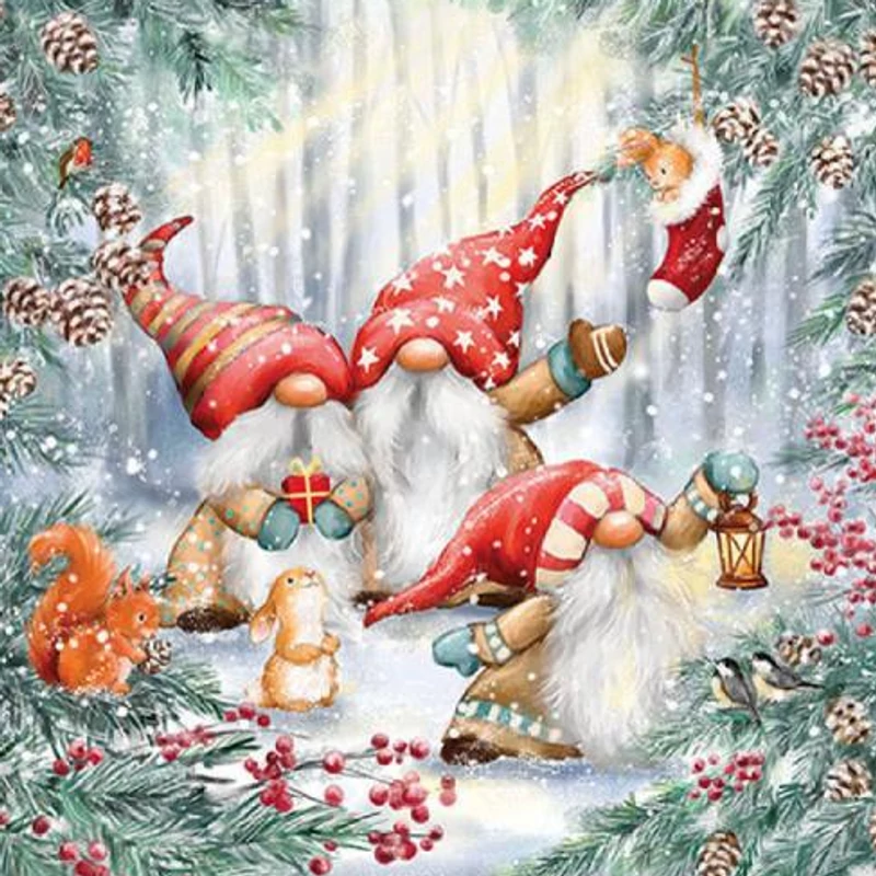 Szalvéta - Három törpe nyuszival, mókussal a téli erdőben