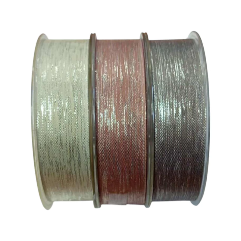 Metál csíkos textil szalag, 2,5cm széles - 1m