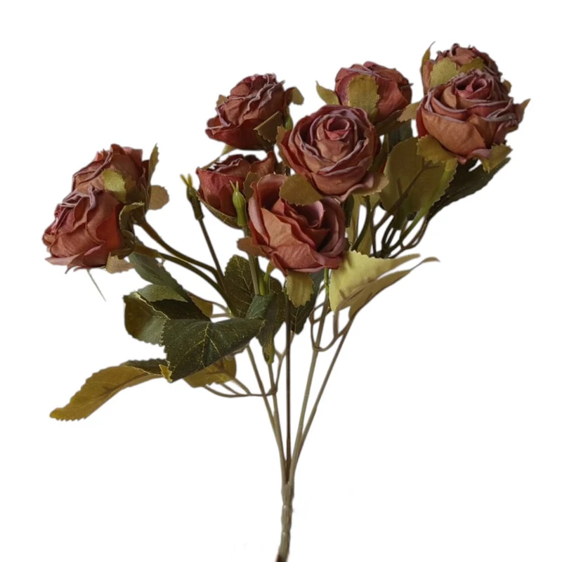  Szárított hatású 10 fejes rózsa csokor - Rozsda